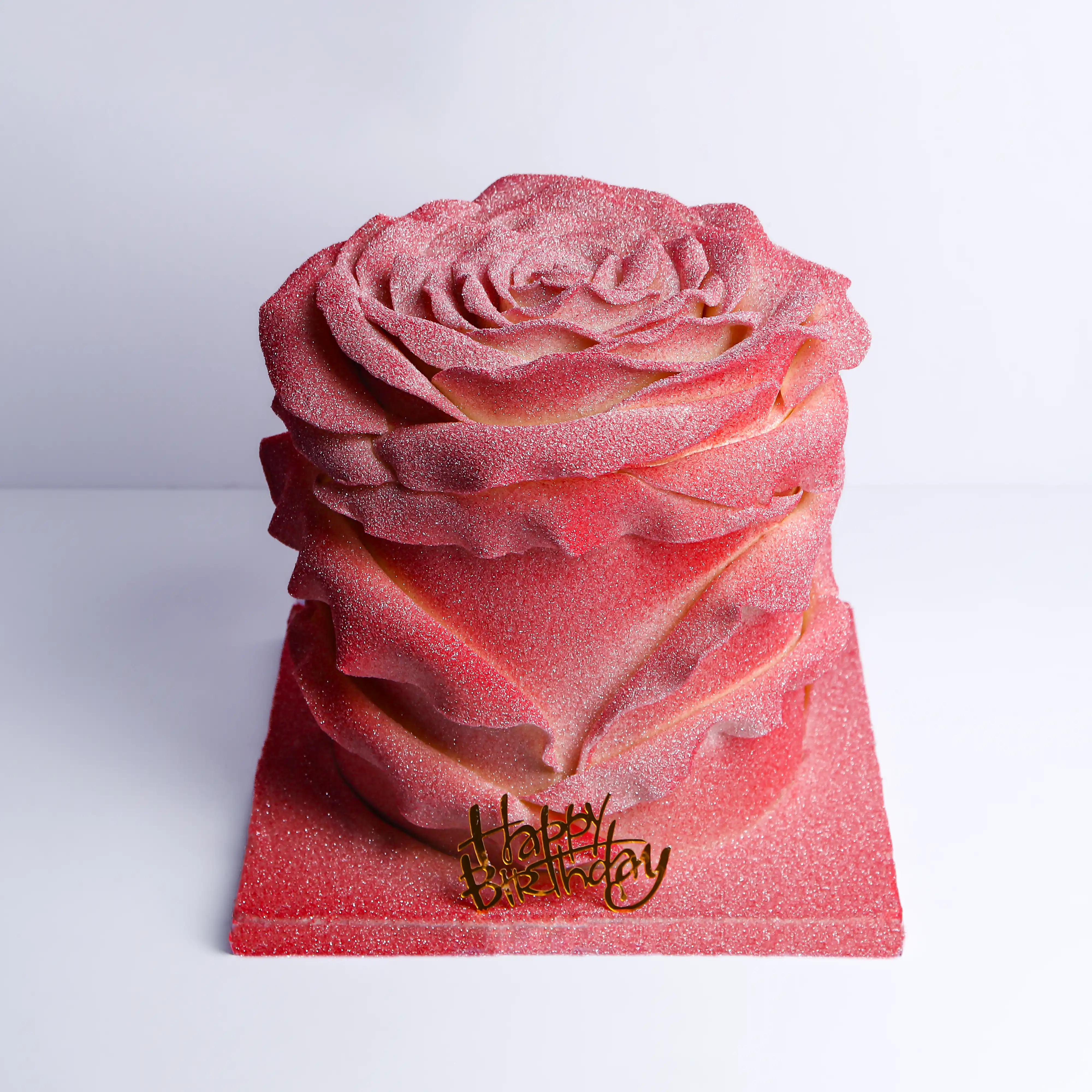 Glittery Salmon pink Rose Cake